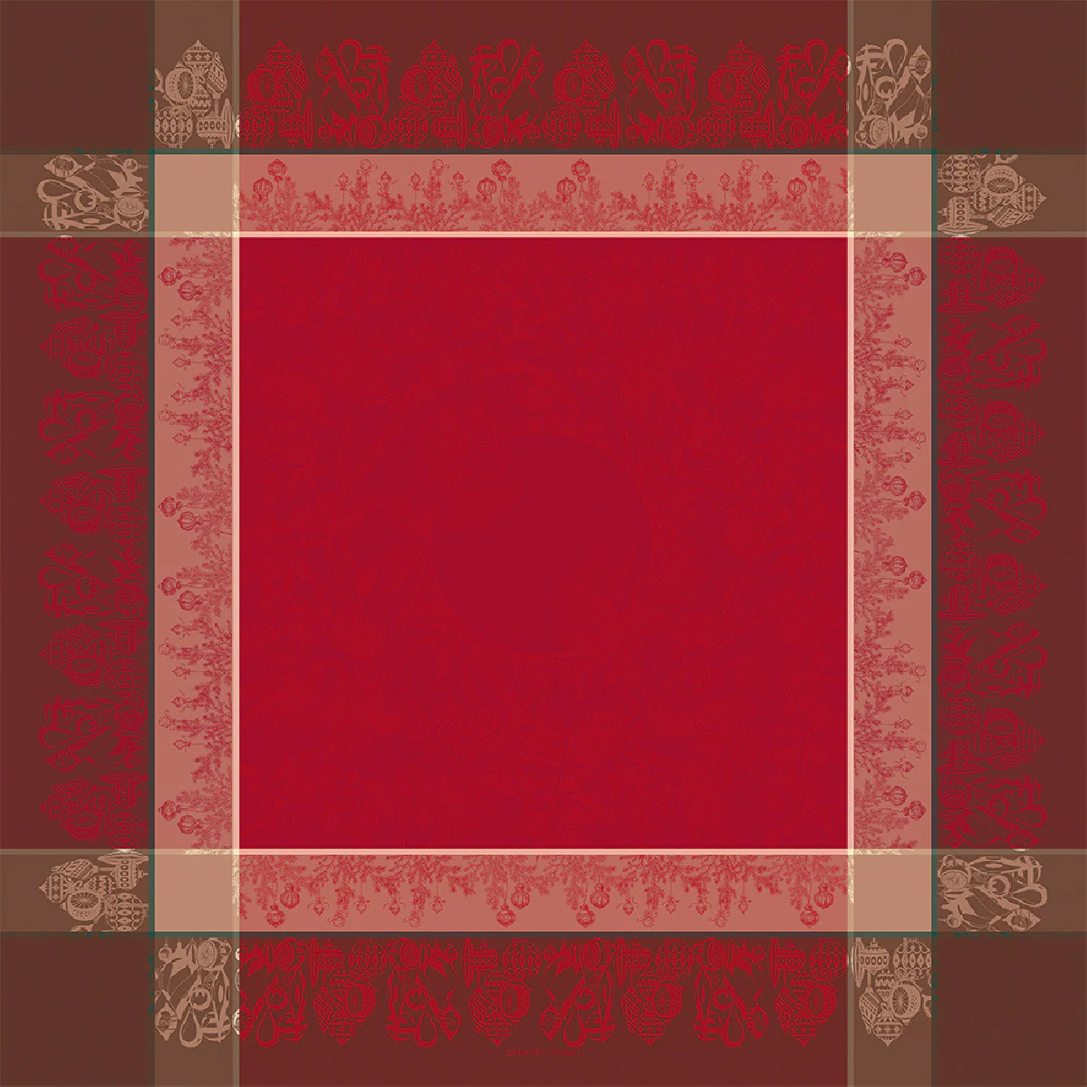 Nappe antitache déperlant pur coton rouge 175x175 Garnier Thiebaut