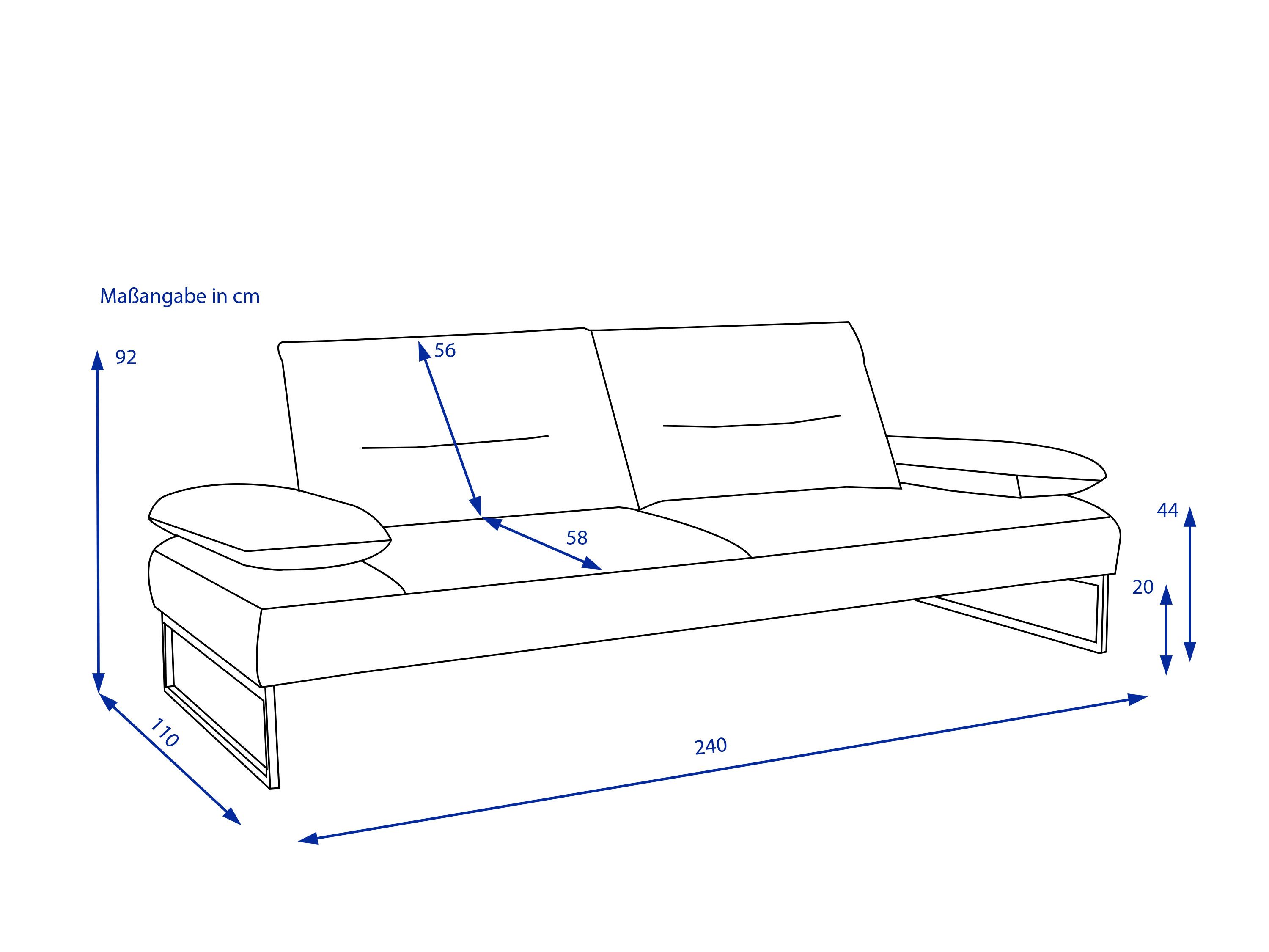 Sofa 3 Sitzer BPW 9360 asche