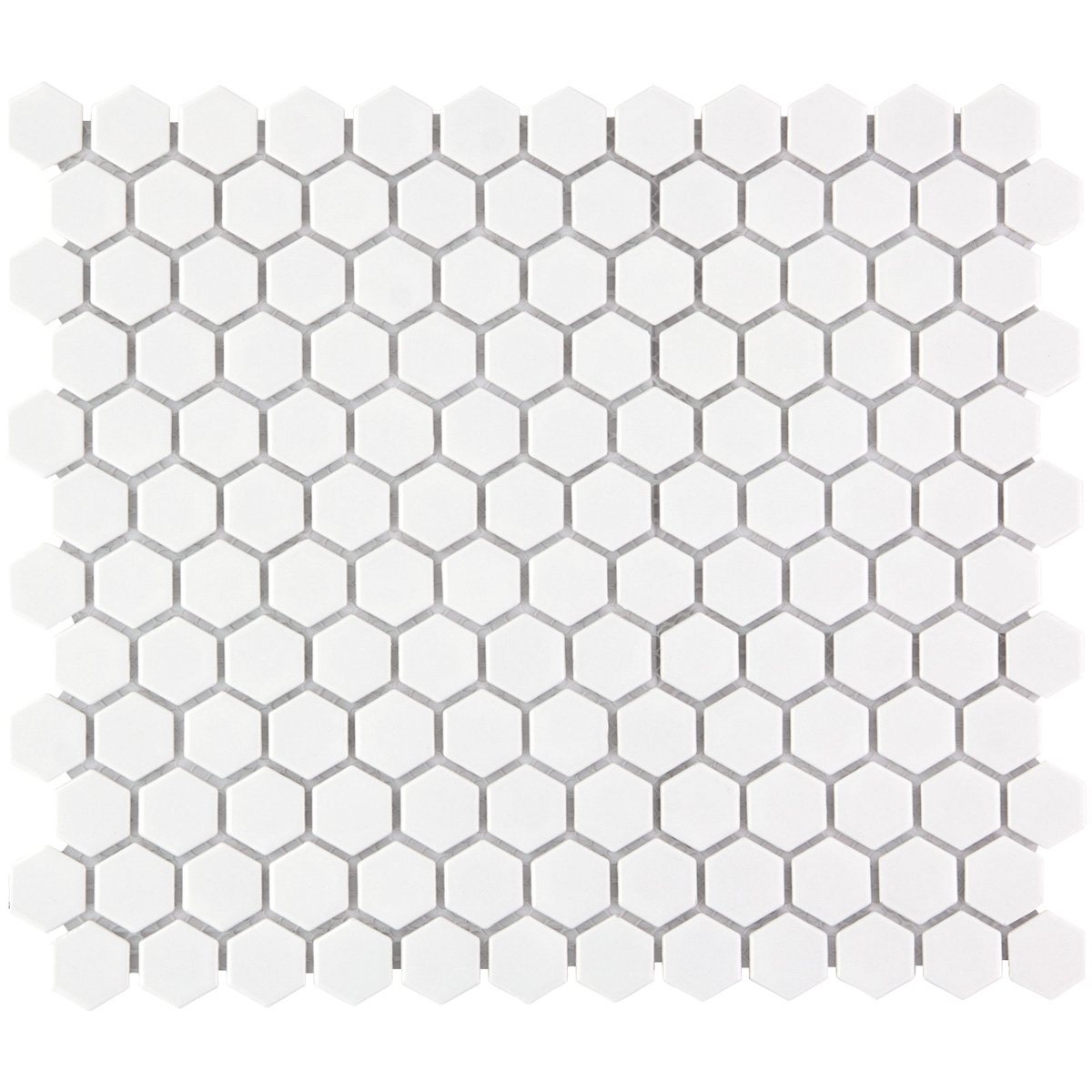 Tegelsample: The Mosaic Factory Barcelona mini hexagon mozaïek tegels 26x30 wit mat