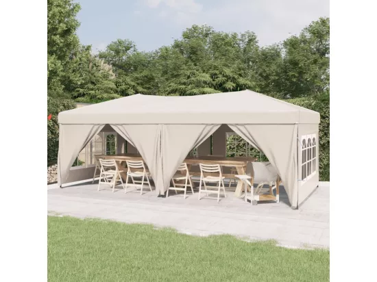 Tente de réception pliable avec parois Crème 3x6 m