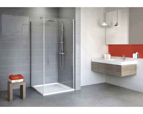 Douchedeur met zijpaneel en draaideur SCHULTE Alexa Style 2.0 ExpressPlus 80 x 80 cm, aluminium profiel, helder glas met vuilafstotende coating