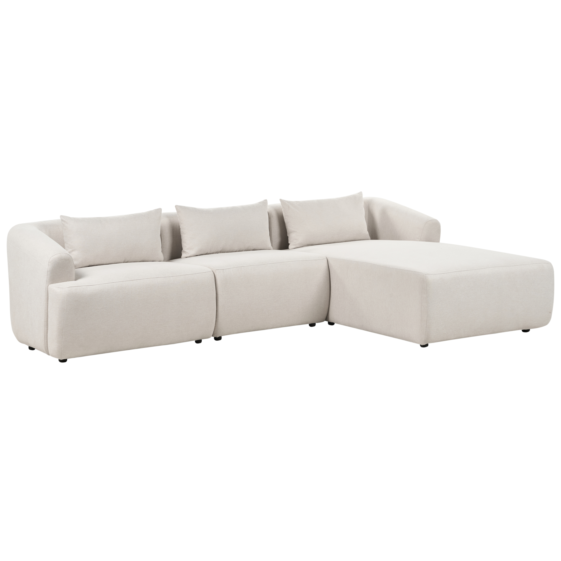 Beliani-SVANSELE-Driezitsbank-Lichtbeige-Linkszijdig-Polyester