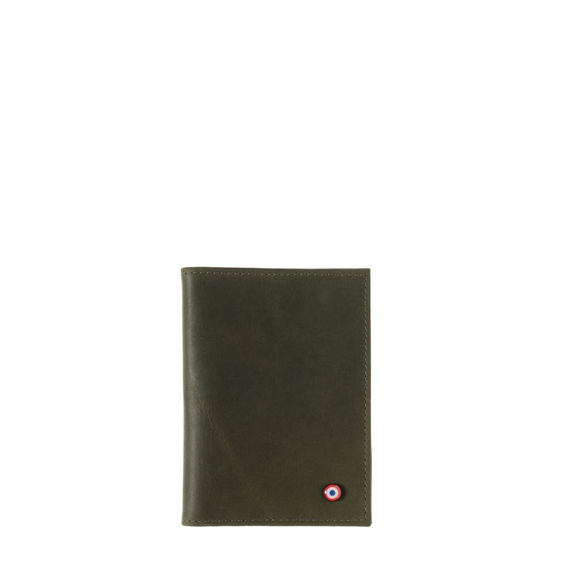Porte-passeport Louis en cuir vintage Bois Vert