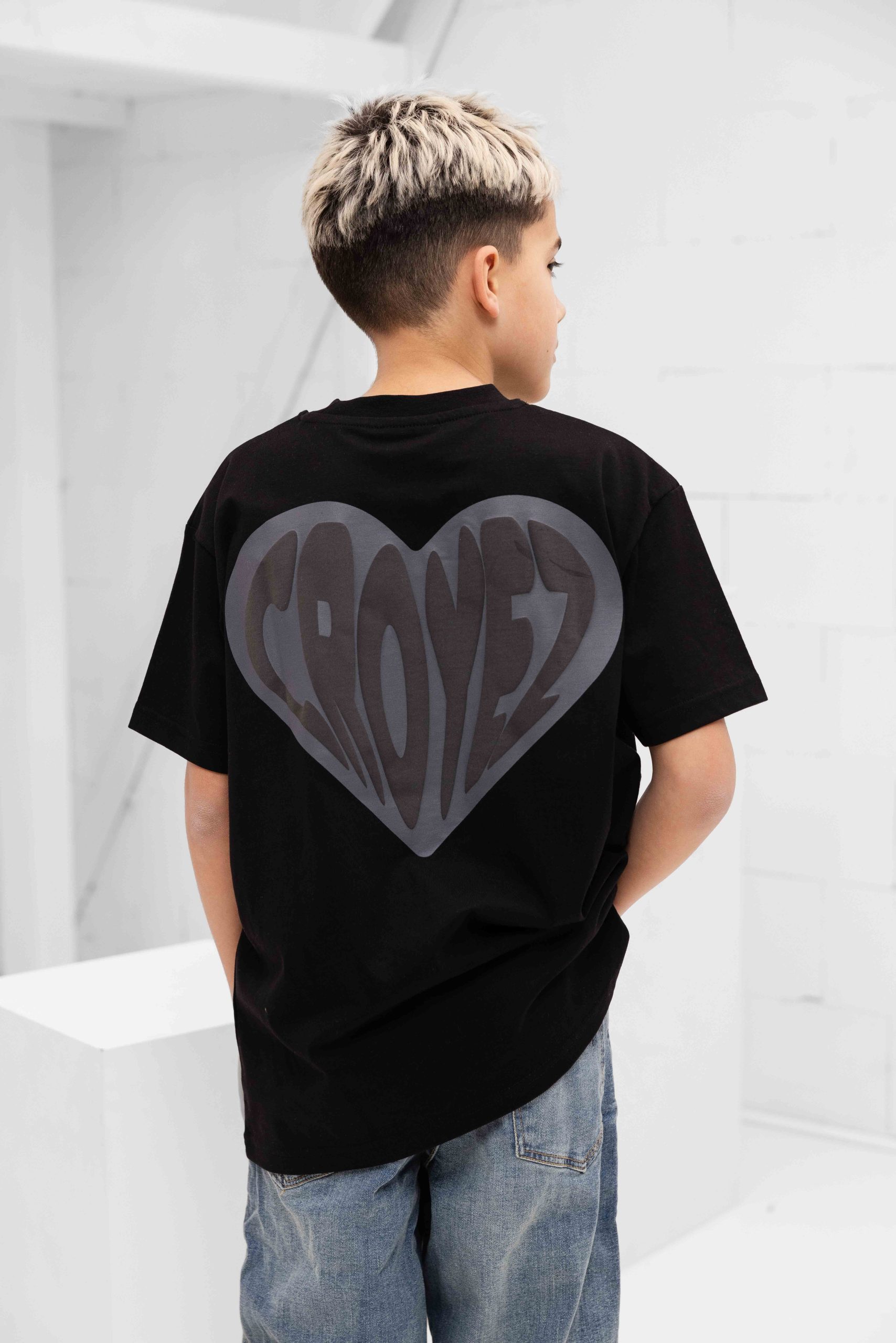 Croyez Mini Puffed Heart T-Shirt Kids Zwart