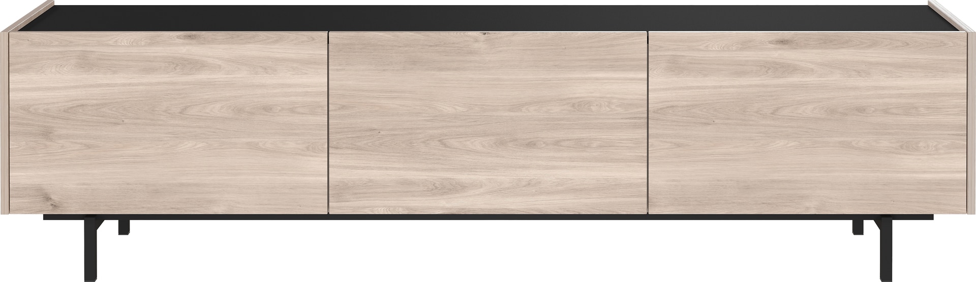 Lowboard EMMA 184 x 48 cm Castello-Eiche-Dekor beige/schwarz