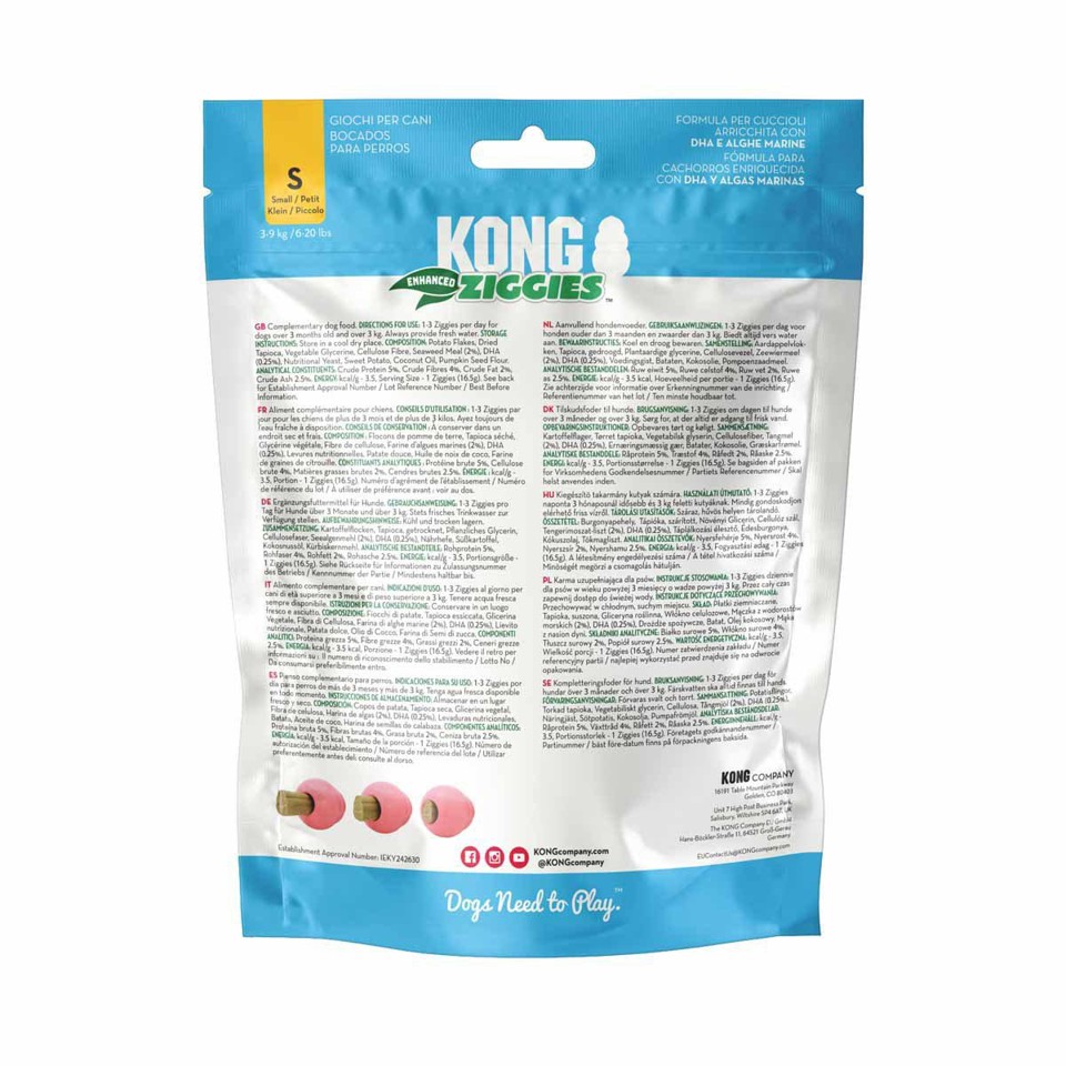 KONG -Ziggies Enhanced Hvalp S 198G