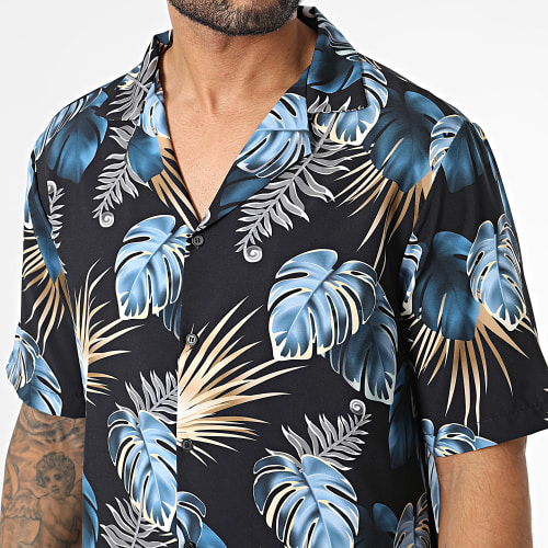 Chemise Manches Courtes Noir Floral