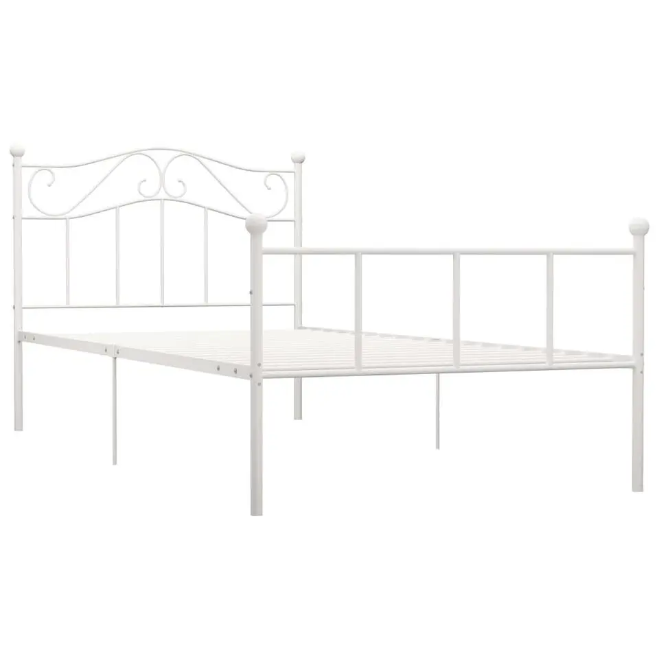 vidaXL - Bed frame met hoofdbord - Wit - Metaal - 100x200 cm