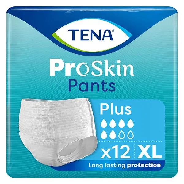 Calça Absorvente TENA Proskin Tamanho Plus XL Pacote com 12 unidades