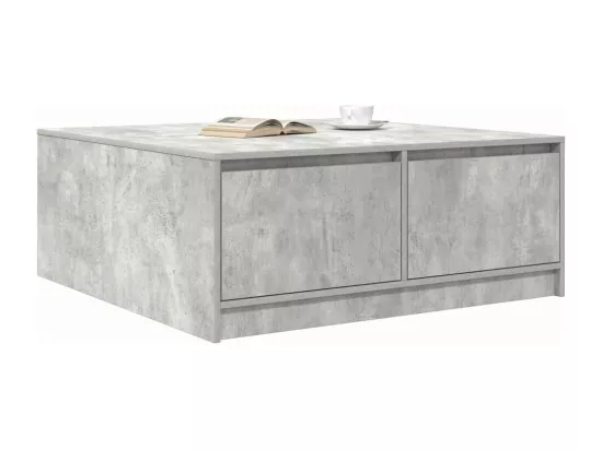 Table basse avec tiroirs gris béton 100x100x40 cm
