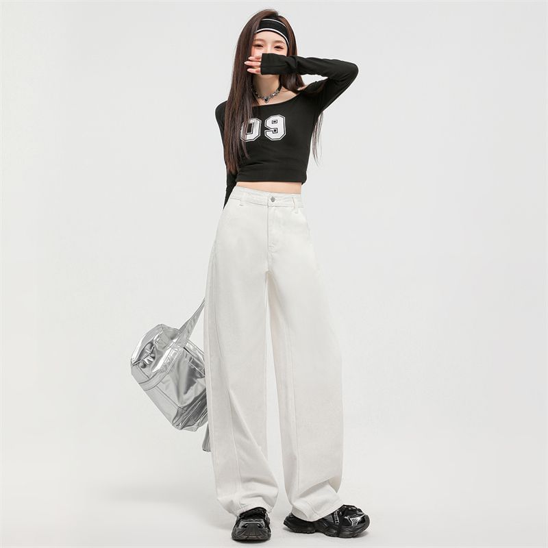 Denimot - High Rise Washed Baggy Jeans (diverse designs)