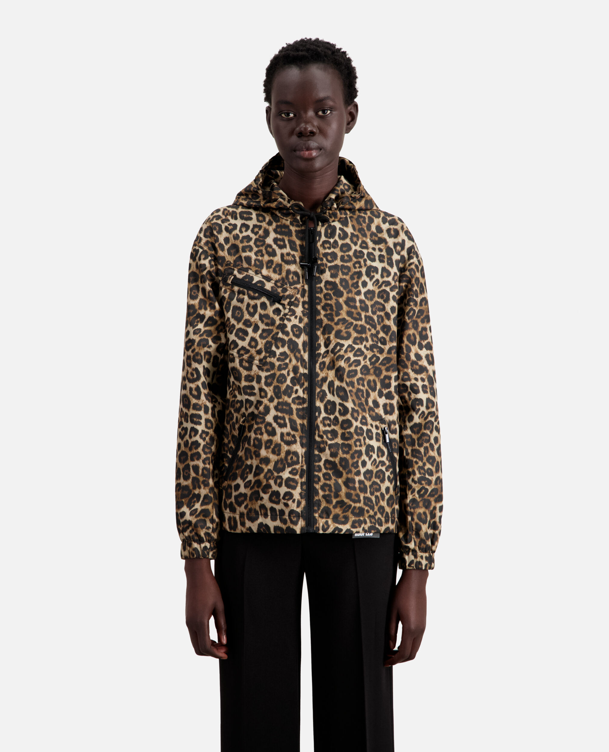 Printed hooded windbreaker jacket