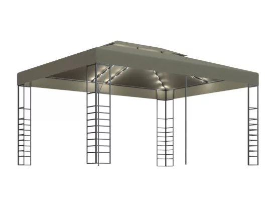 Tonnelle avec guirlande lumineuse à LED 3x4 m Taupe