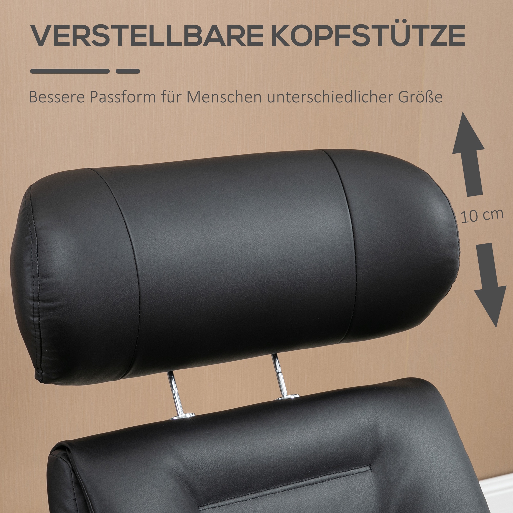 HOMCOM Liegestuhl mit Armlehne und Fußhocker schwarz 80L x 84B x 108H cm