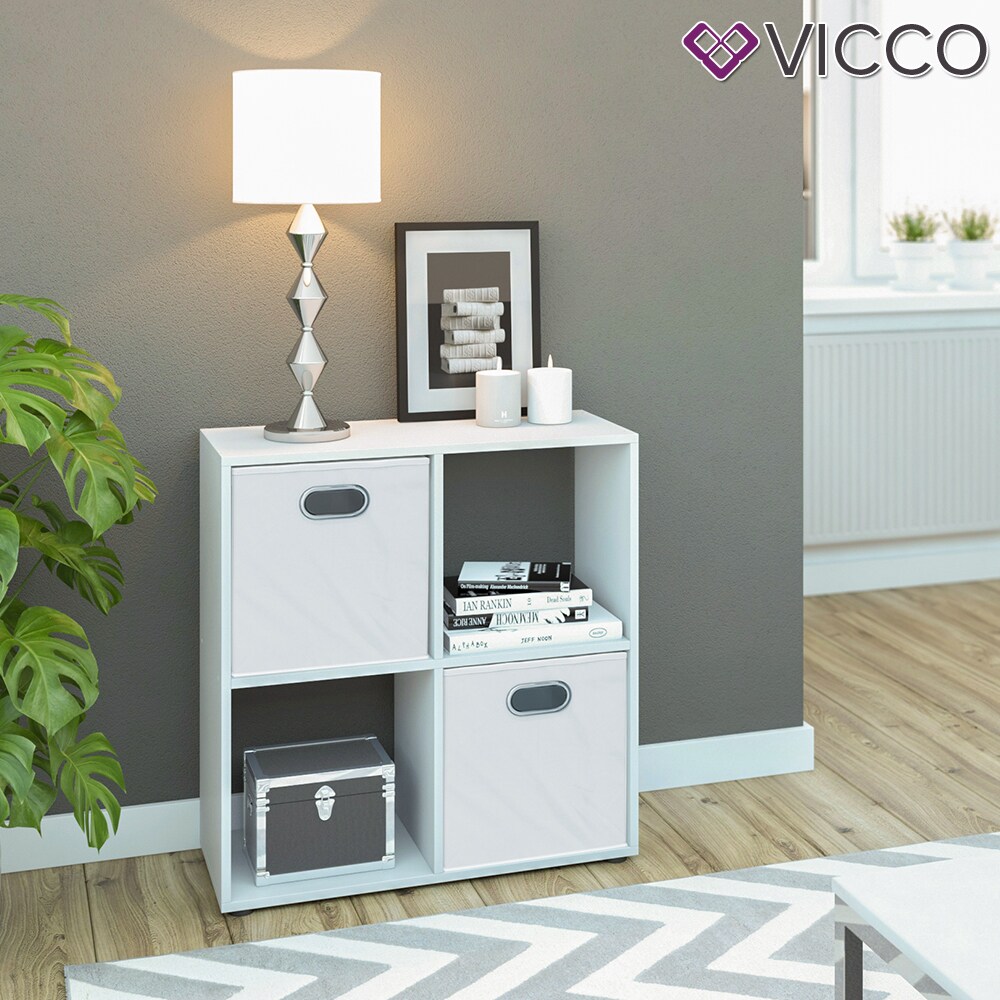 VICCO Raumteiler TETRA 4 Fächer Weiß - Bücherregal Würfelregal Standregal Regal