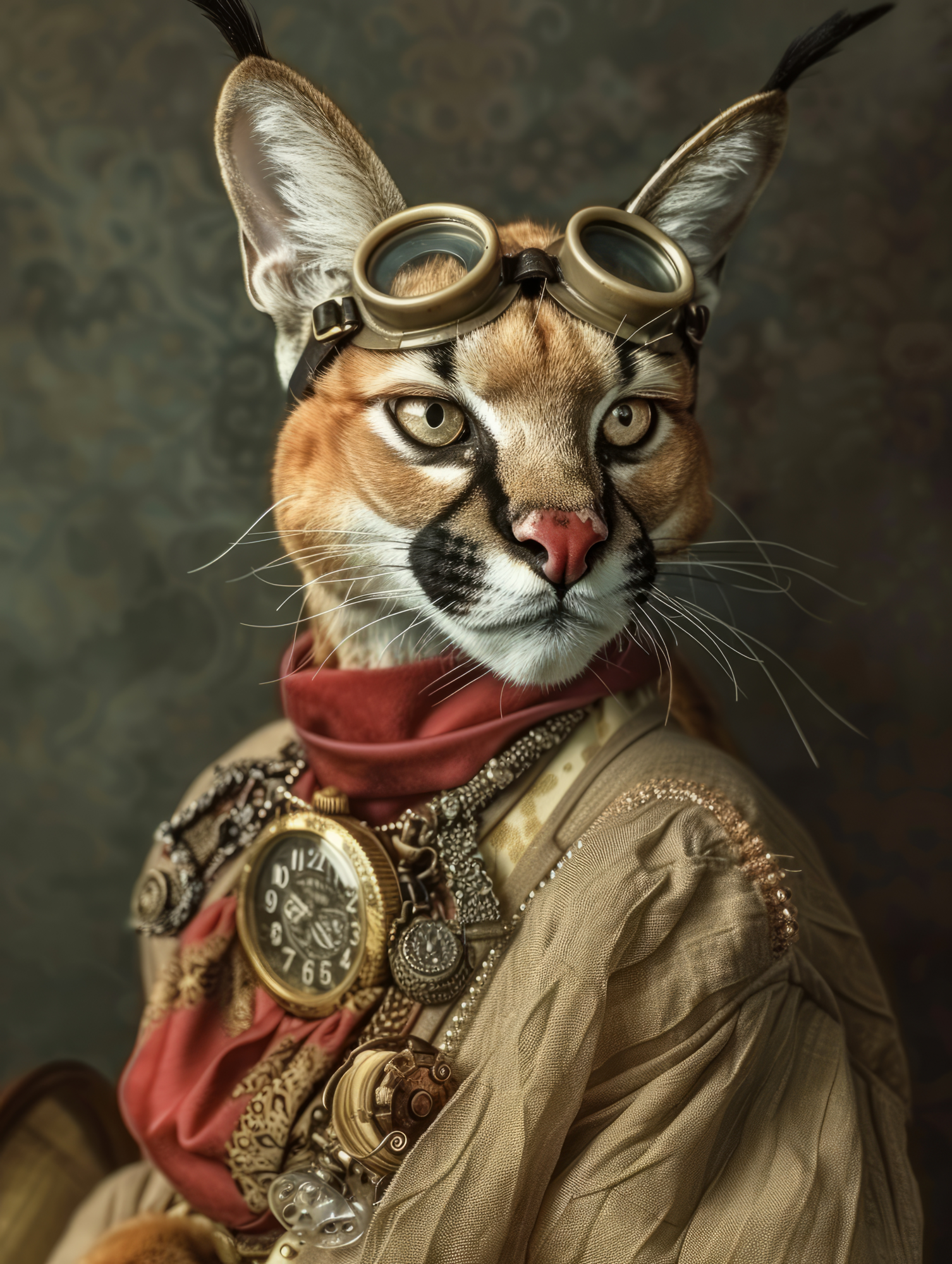 Canvas schilderij van een Caracal 80x120 cm
