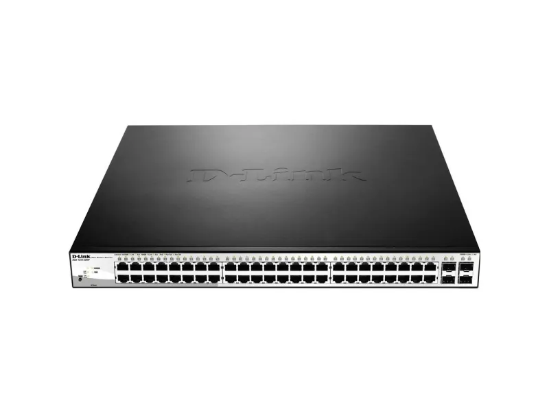 D-Link Web Smart DGS-1210-52MP - Switch - Administreret - 8 x 10/100/1000 (PoE )   40 x 10/100/1000 (PoE)   4 x SFP - desktop, monterbar på stativ - PoE  (370 W)