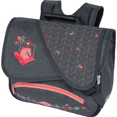 Cartable Cheval - 38 cm - 2 compartiments - gris chine - Oberthur
