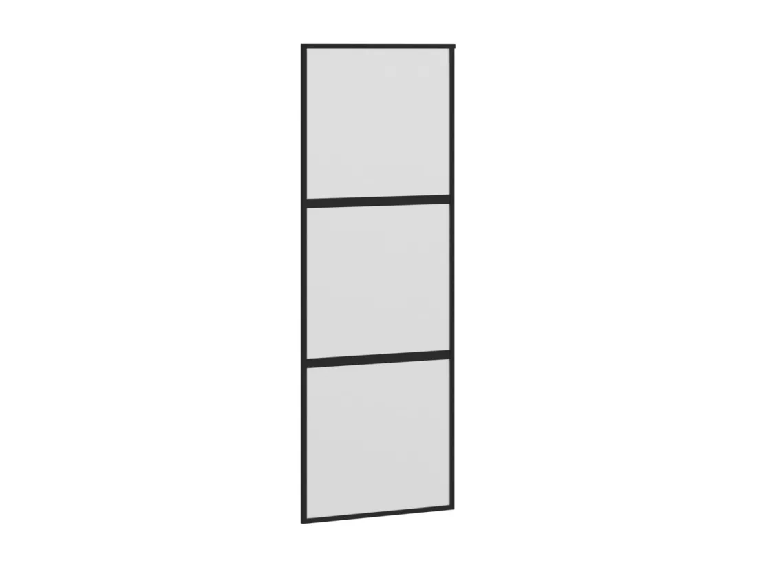 Porte coulissante noir 76x205 cm verre trempé aluminium