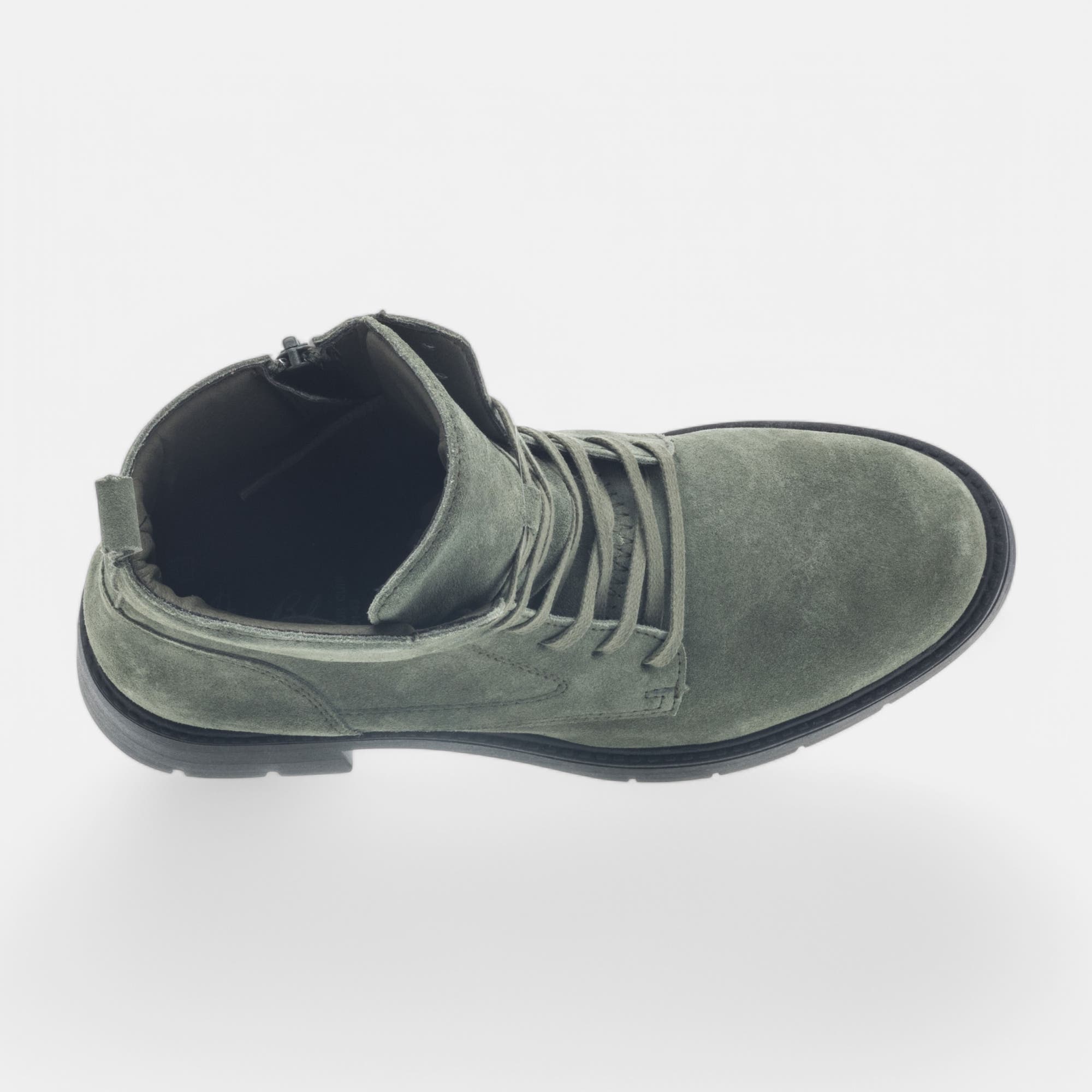Bottines à lacets à talon Femme en cuir vert