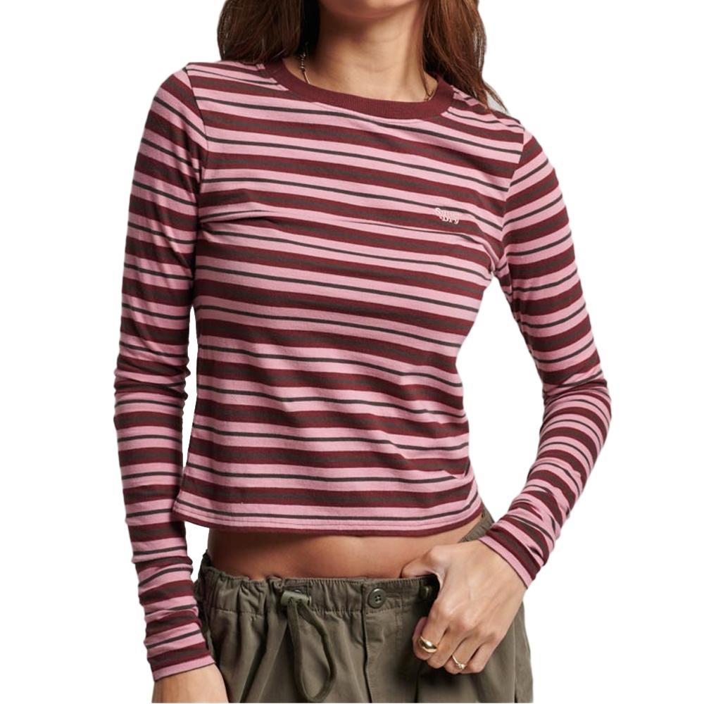 Superdry T-shirt Rose à rayures Femme Superdry Stripe