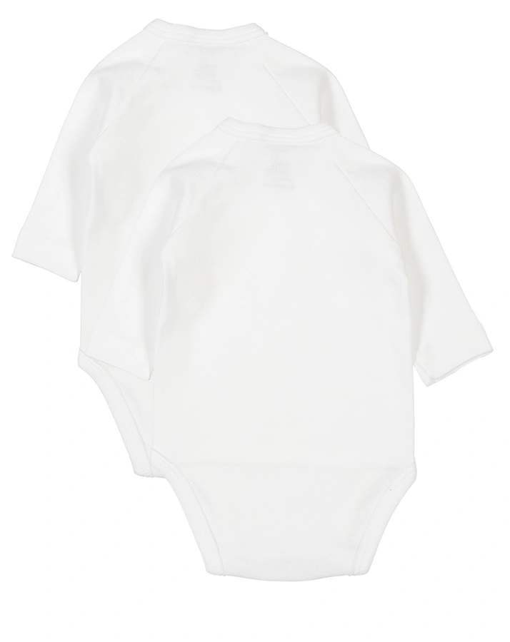 Langarm-Wickelbody BASIC BABY 2-teilig in weiß