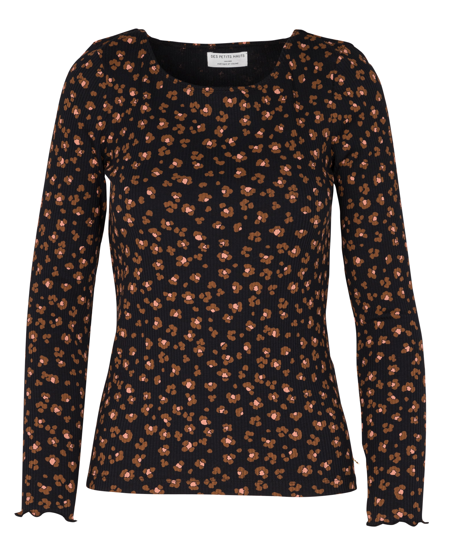 HAILEY - Tee-shirt col rond en coton mélangé | Noir