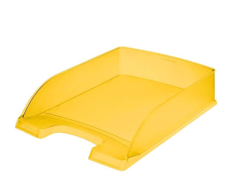 Leitz Ablagekorb Plus Standard Frost Gelb/Transparent Ablage für einen geordneten und übersichtlichen Schreibtisch