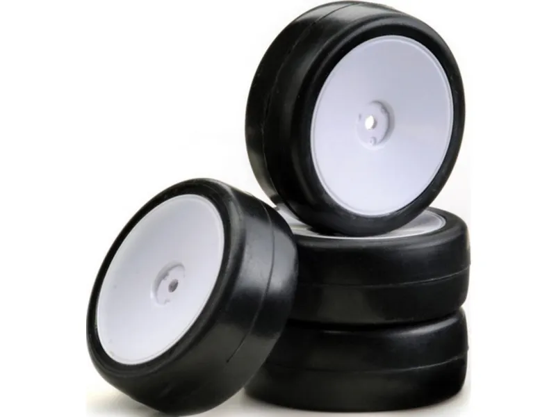 Absima 1:10 GT-biler Komplette hjul Slick Disk Hvid 4 stk