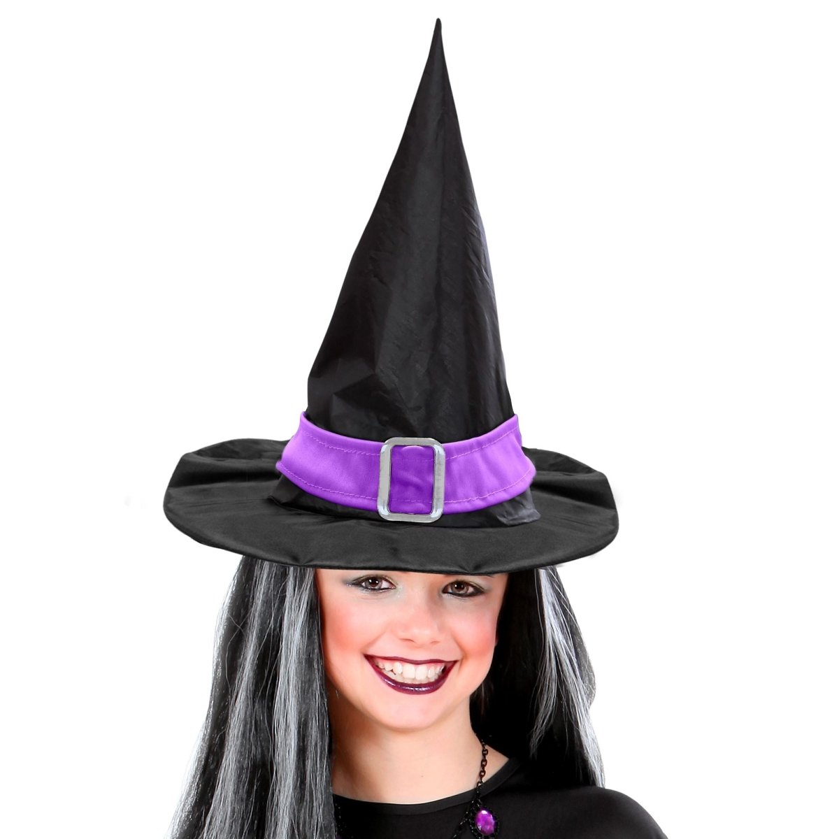 Halloween Heksenhoed Zwart Paars Met Riem
