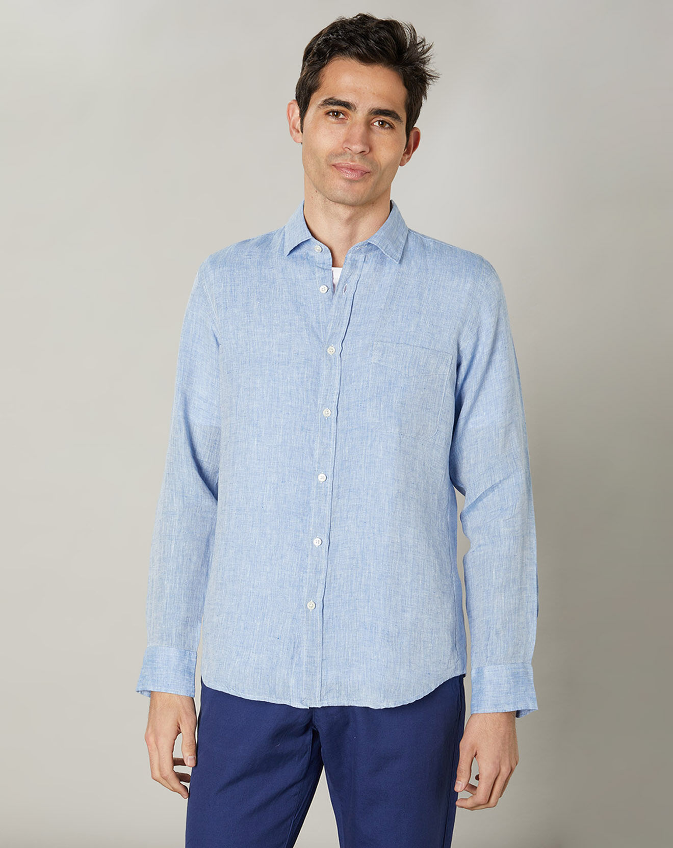 Hartford Chemise slim 100% Lin Storm chambray