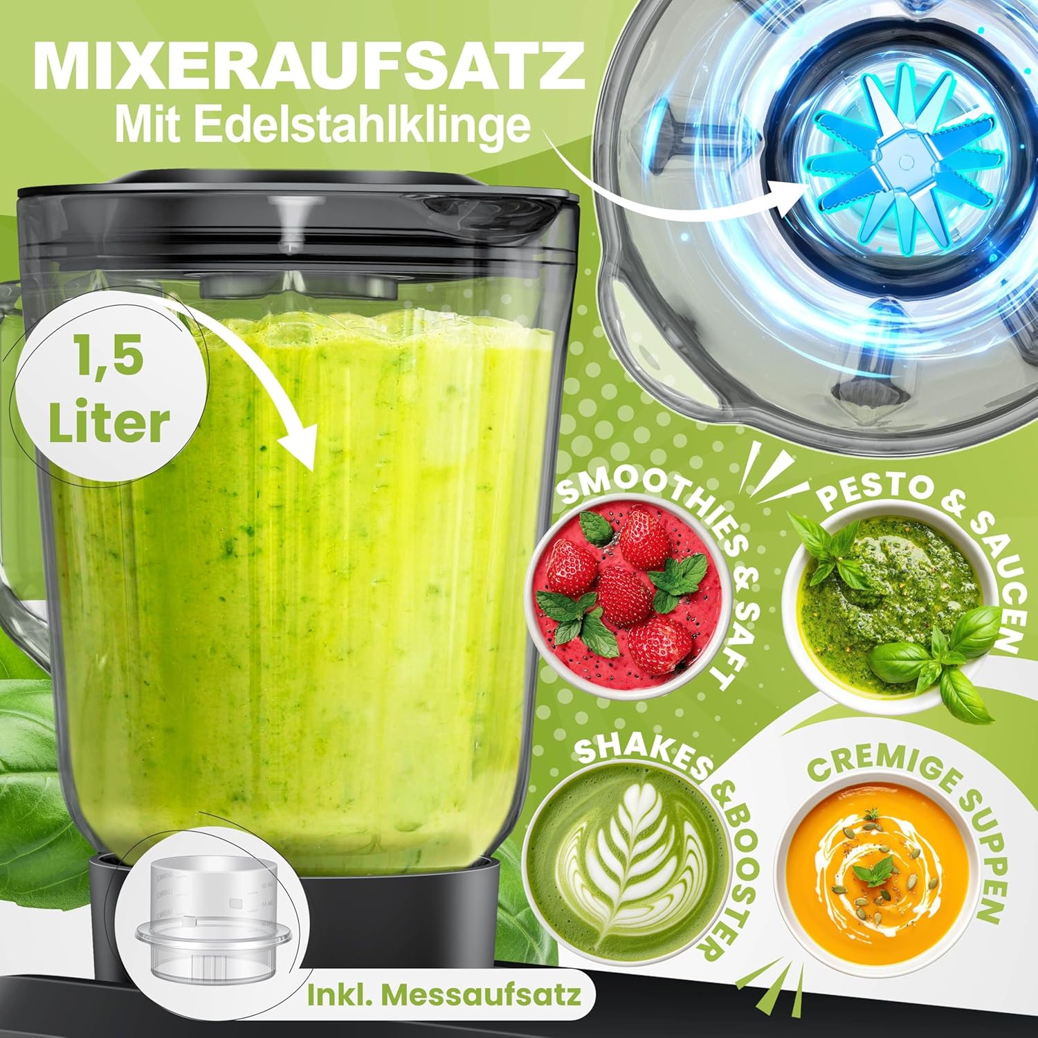 KESSER® 3 in 1 Universal Küchenmaschine K-KM 3000 mit Fleischwolf Knetmaschine Multifunktionale Rührmaschine 5,5L Schüssel mit 3 Rührwerkzeuge, 1,5L Entsafter, Zubehör-Set, Pasta & Gebäckformen