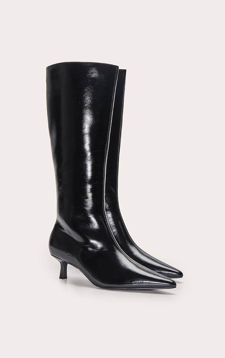Noir Botte Haute À Bout Pointu Et Talon Chaton