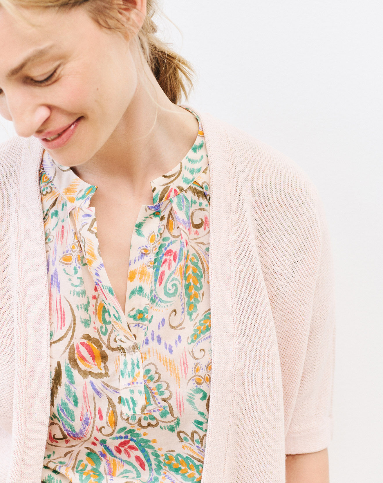Caroll Gilet en Lin & Coton mélangés Lucilia cream tan