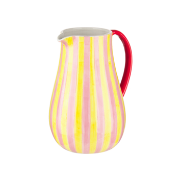 Keramieken waterkan met strepen 21x16,4x25cm