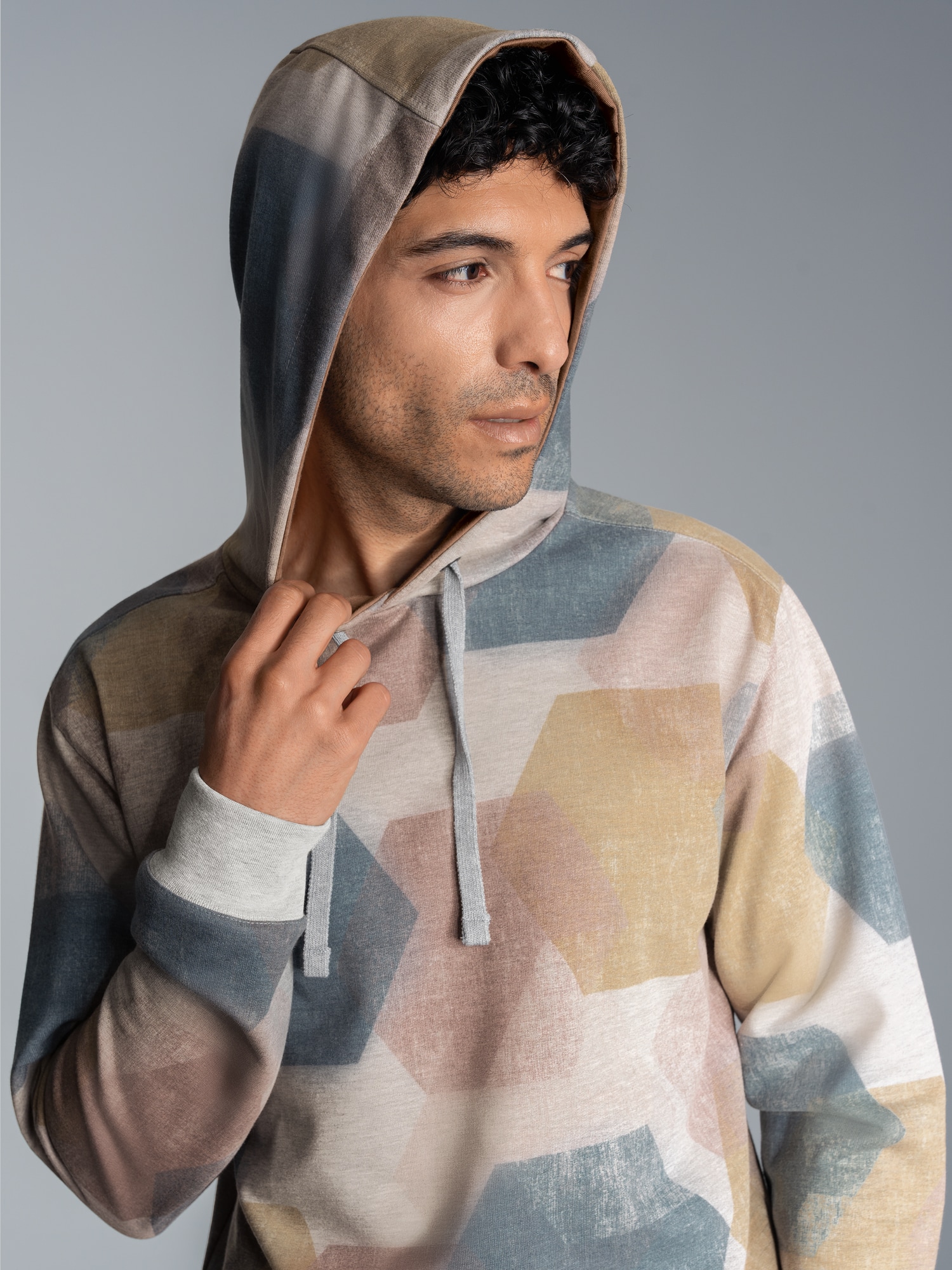 Jogginganzug mit Allover Waben-Print Grau-melange