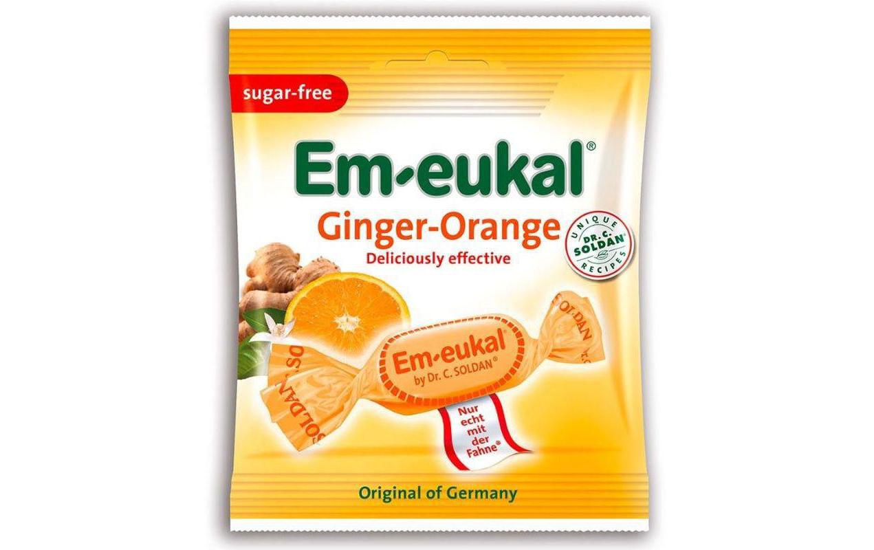Em-eukal Ingwer-Orange Bonbons zuckerfrei 50 gLutschbonbons Orange und Ingwer