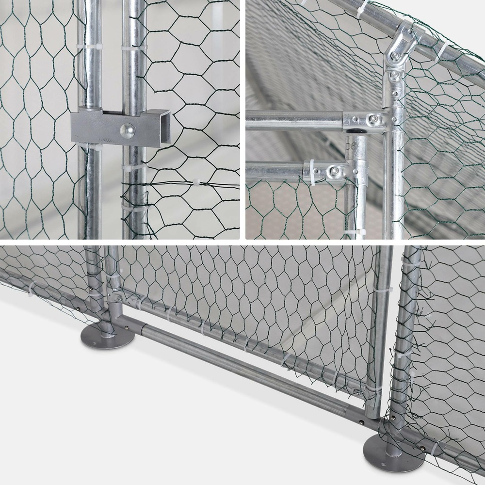 Enclos pour poulailler 12m² - babette - volière en acier galvanisé. Toit imperméable et anti uv. Porte avec loquet. Enclos pour
