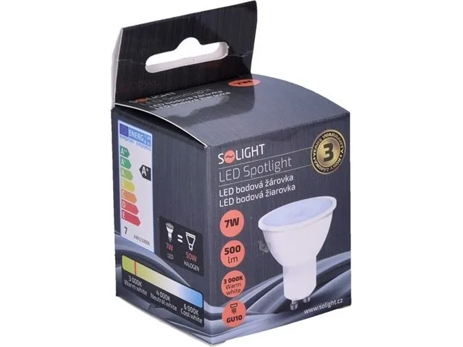 Solight LED bulb, spot, 7W, GU10, 3000K, 560lm, white