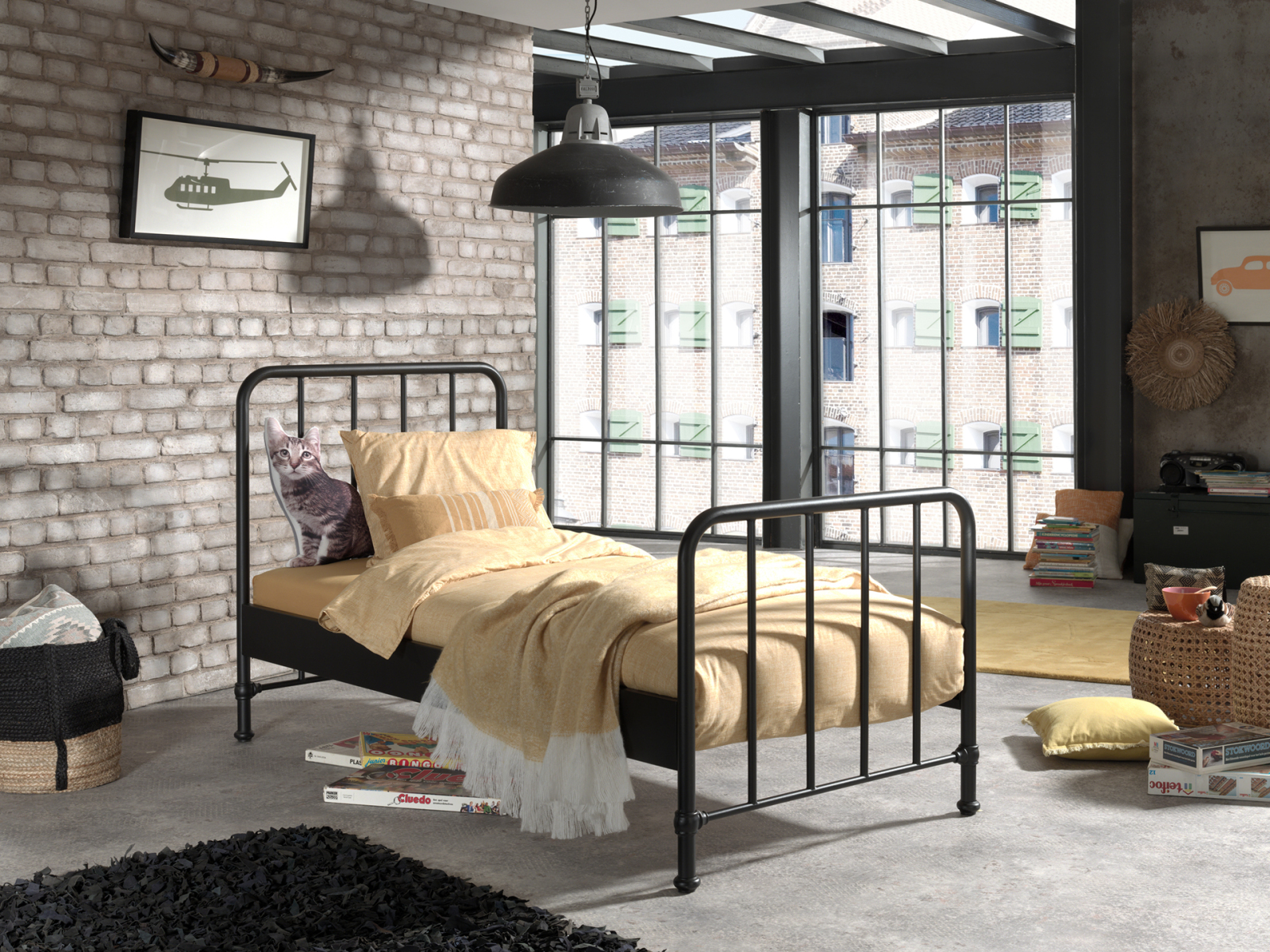 Metallbett BRONXX - schwarz matt - 90x200 cm