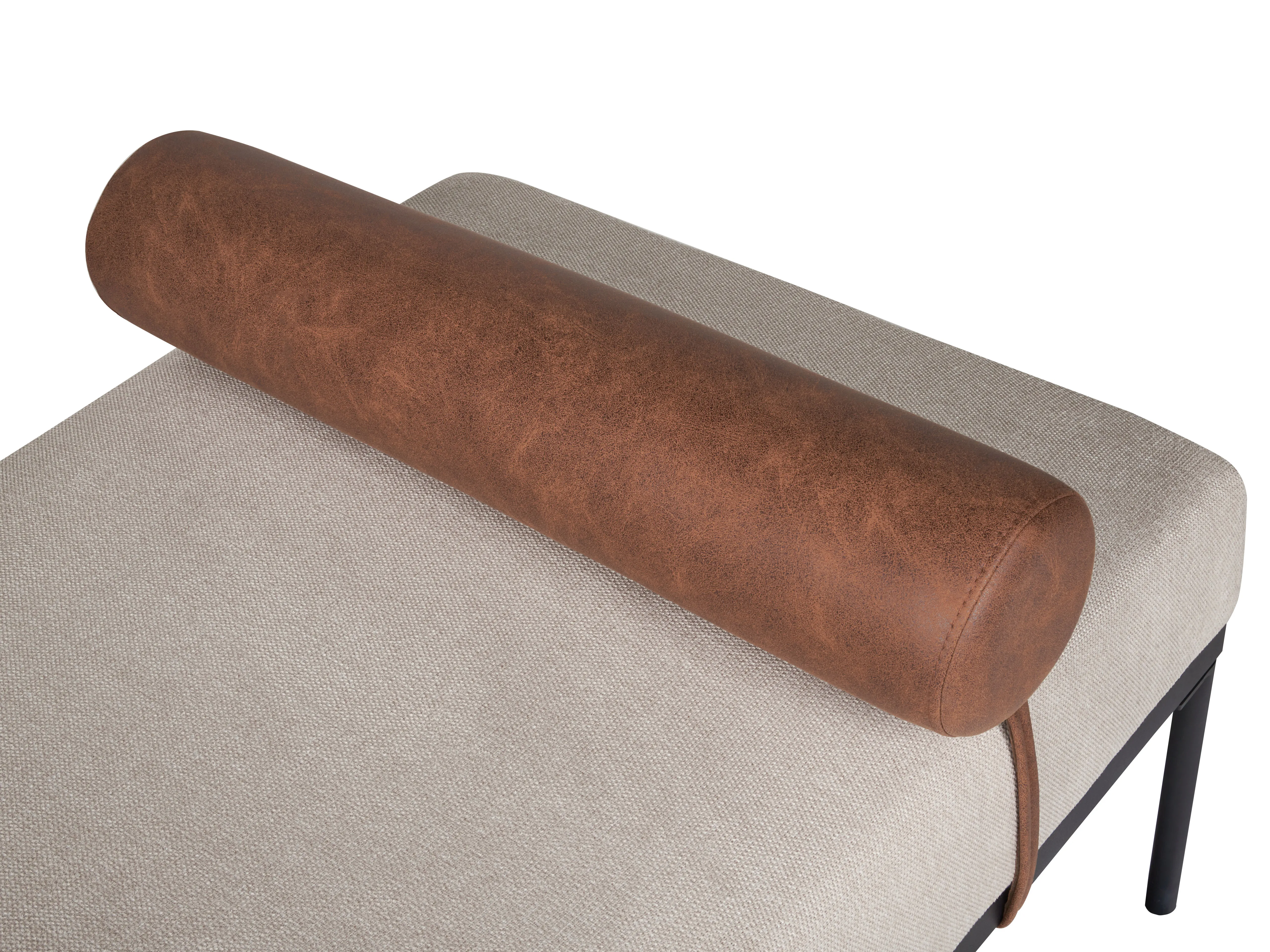 Chaise longue MALMOS Kunstlinnen Kunstleer Bruin