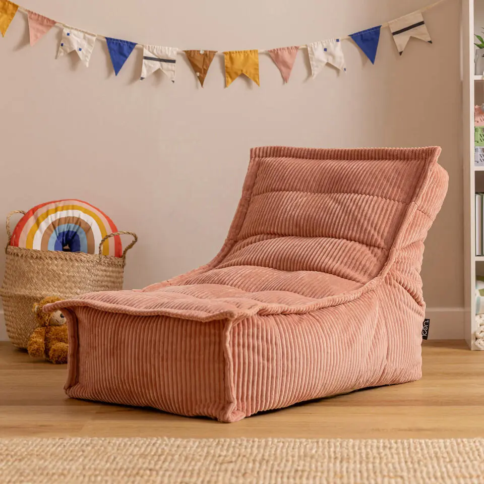 icon - Dolce Kinderzitzak Stoel - Ribfluweel Fauteuil - Oud roze