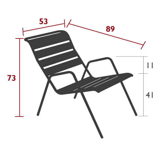 Fauteuil bas pour jardin MONCEAU en acier bleu acapulco - 78x52x72 cm