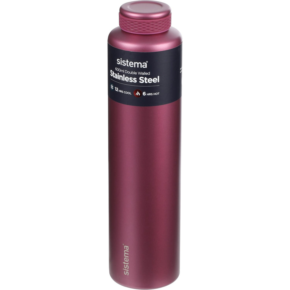Køb Sistema Fig Purple Stainless Steel Drikkedunk 600 Ml