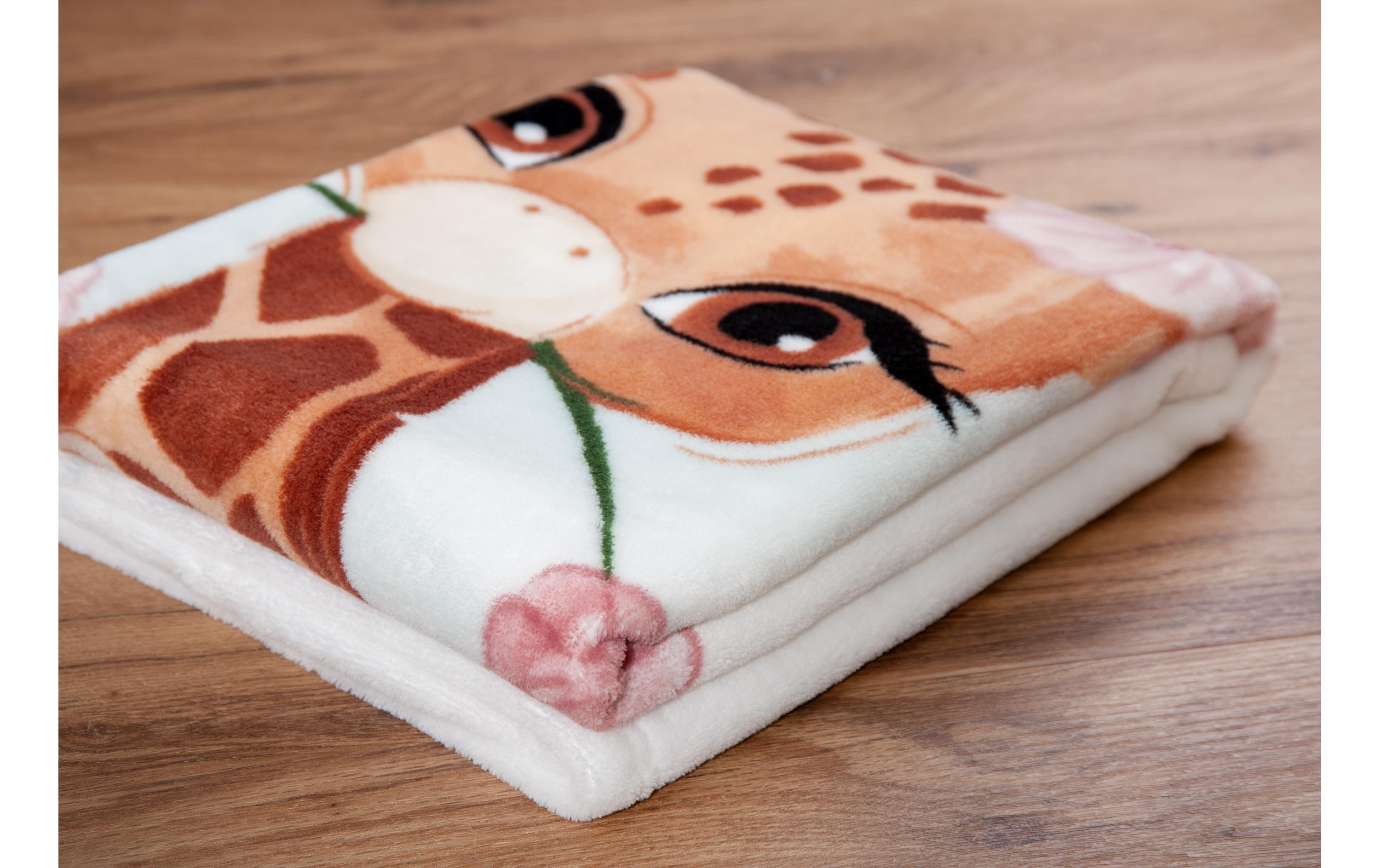 Kuscheldecke Giraffe 75 x 100 cmMicrofaser-Flauschdecke für Babys