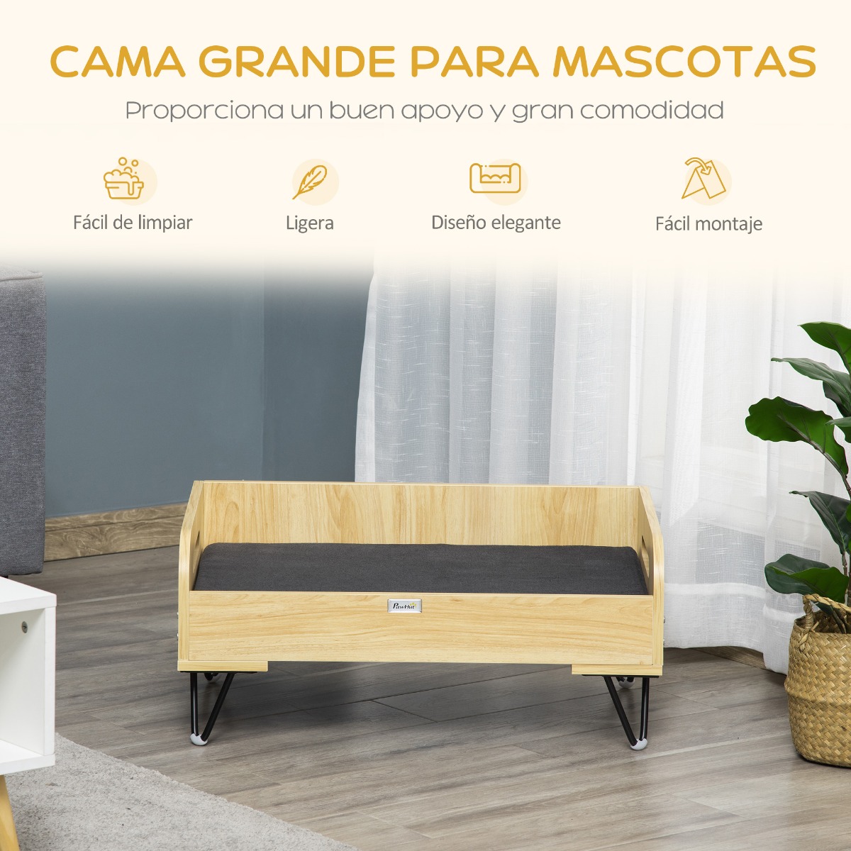 Sofá de madeira PawHut para cães e gatos