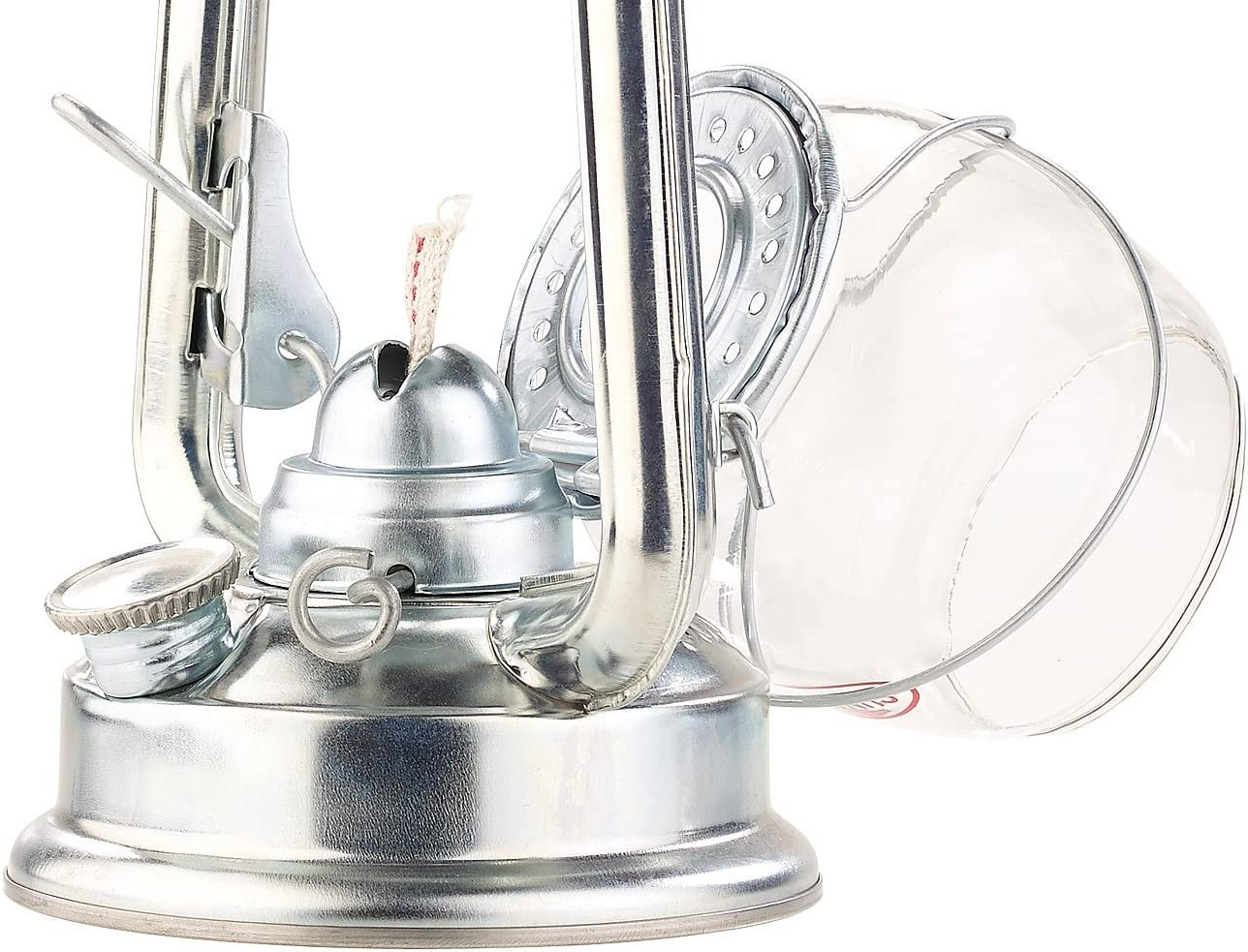 Mini Retro Öl Laterne Petrol Lampe Camping Sturmlaterne inkl. Flachdocht - Silber