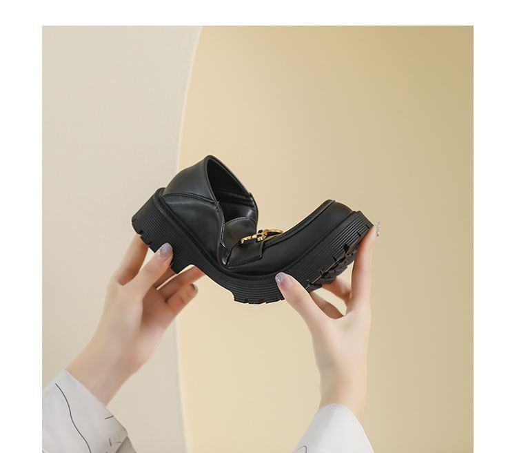 Aegina - Platform Plain Horsebit Loafers