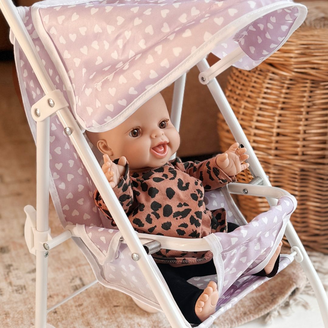 Vanpauline poppenbuggy lila hearts