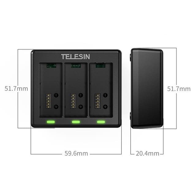 TELESIN S0-BCG-1 Til GoPro Hero 13 Batterioplader Dock Base 3 Opladningsboks